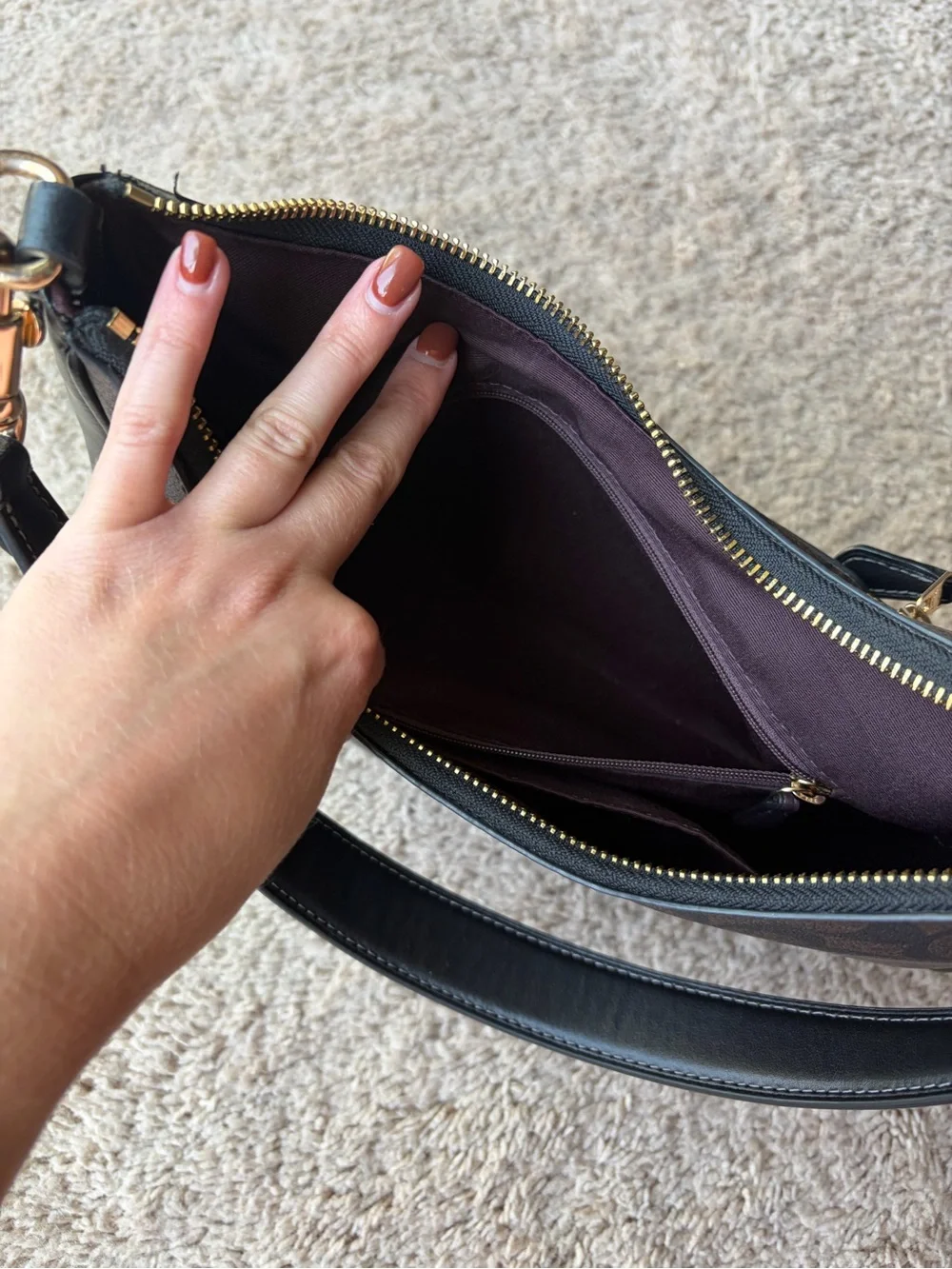 Coach Teri Hobo Bag in Signature Canvas | Gold Brown Black | Style Number CK161